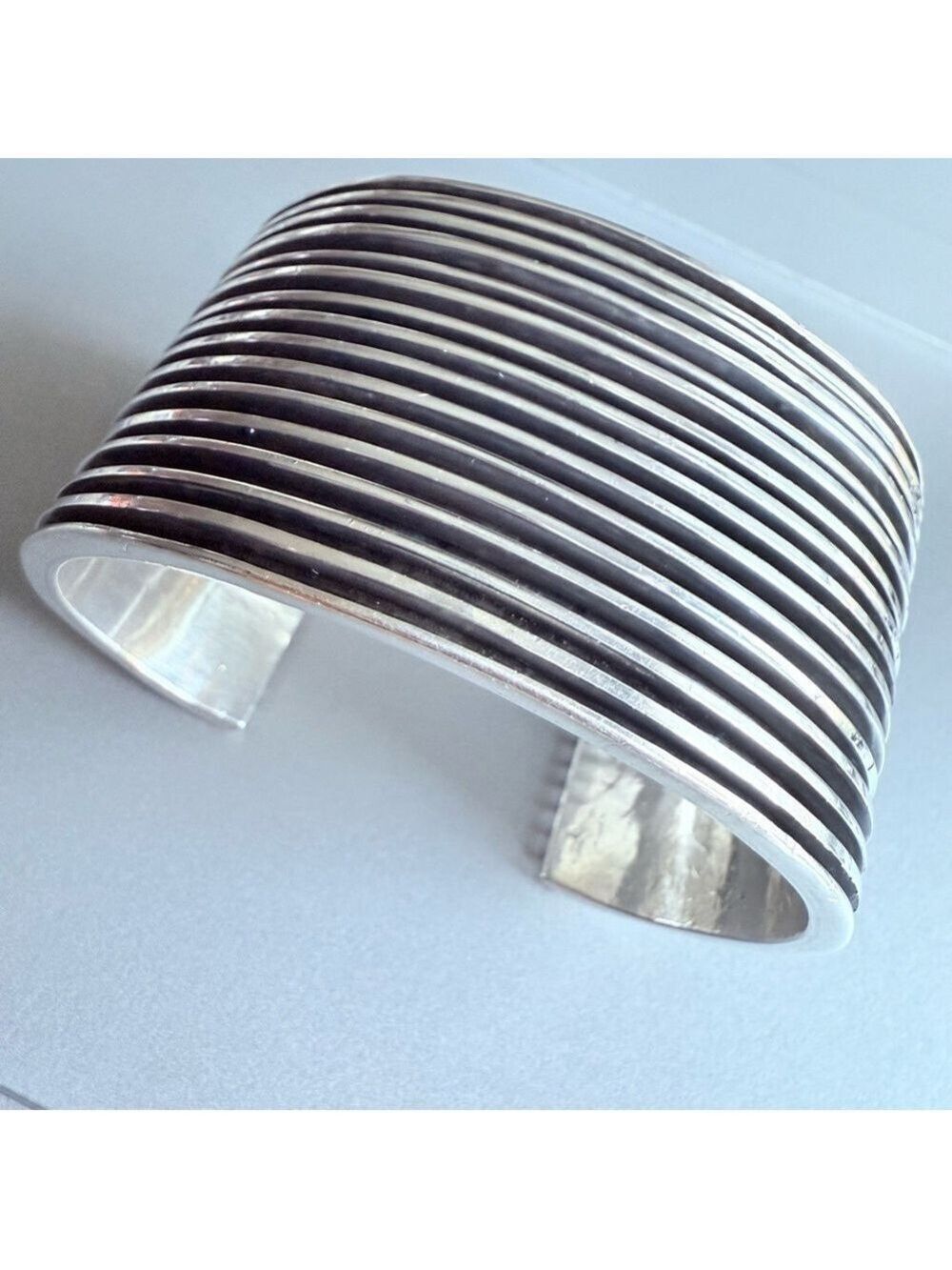 MASSIVE Navajo HS Herman Smith Rare Southwest Sterling Silver Wide Cuff … - Picture 4 of 13